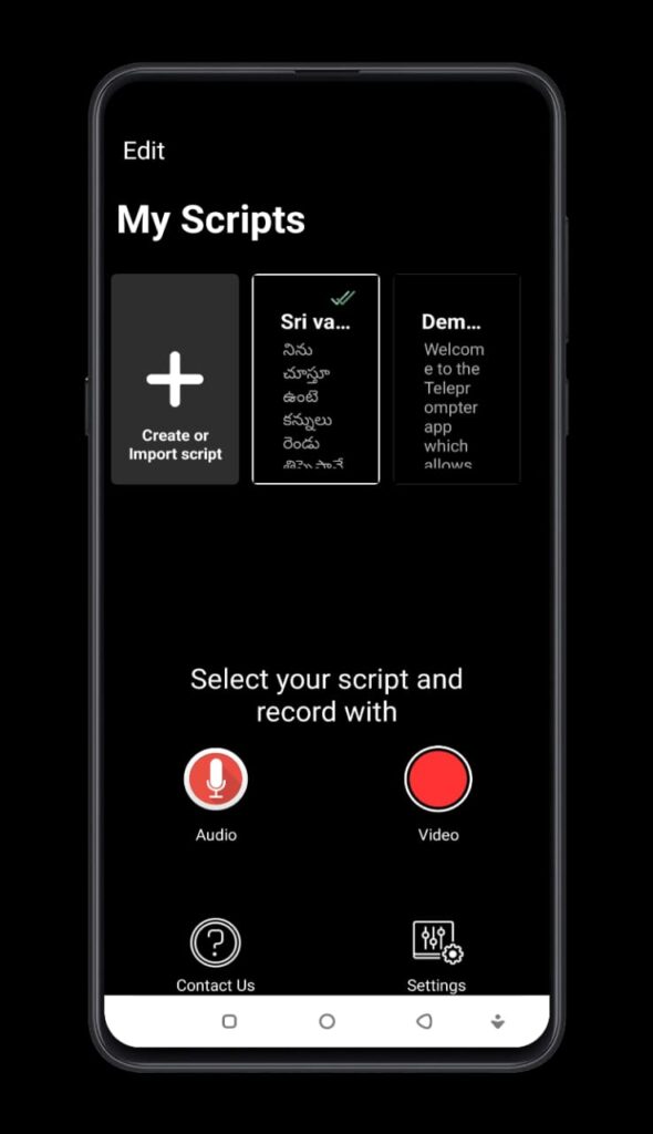 Onscreen text app teleprompter
